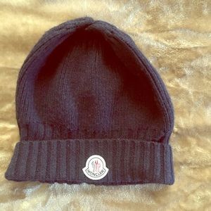 Moncler Blue Ribbed Wool Beani Hat